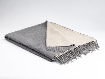 WOOL / LINEN THROW - FEATHER GREY L/W REV