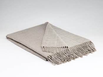WOOL / LINEN THROW - MUSHROOM L/W REV