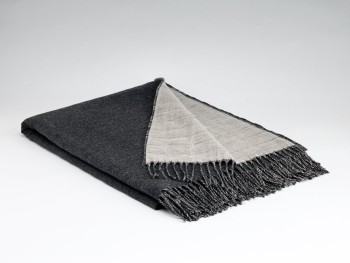 WOOL / LINEN THROW - CHARCOAL L/W REV