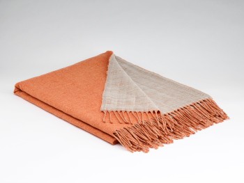 WOOL / LINEN THROW - ORANGE L/W REV