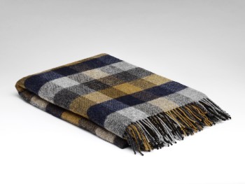 BLANKET HOME COLLECTION - MUSTARD & NAVY BLOCK