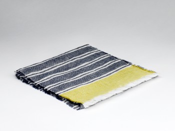 LINEN SCARF 29 x 2,40 - NAUTICAL NAVY & CITRUS