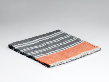 LINEN SCARF 29 x 2,40 - NAUTICAL GREY & ORANGE
