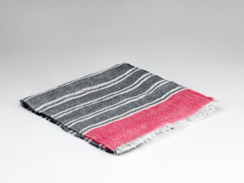 LINEN SCARF 29 x 2,40 - NAUTICAL GREY & FUCHSIA