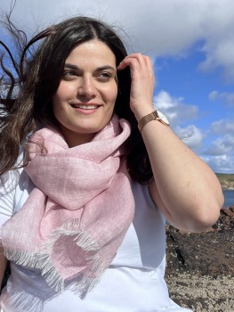 LINEN SCARF 29 x 2,40 - CORAL