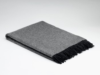 BLANKET 10%CASHMERE 90%LAMBSWOOL - SILVER AND CHARCOAL