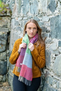 LAMBSWOOL SCARF - GREEN & SMOKE