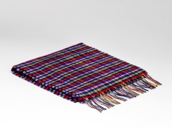 LAMBSWOOL SCARF - ROYAL & LILAC MINI CHECK
