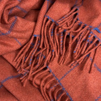 BLANKET 10%CASHMERE 90%LAMBSWOOL - PAPRIKA WINDOWPANE