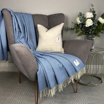 BLANKET SUPERSOFT LAMBSWOOL - CORNFLOWER HERRINGBONE